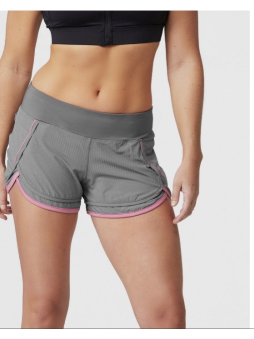 Hylete Womens Iris Scallop Shorts Sz Small Running Athletic Shorts Grey Pink